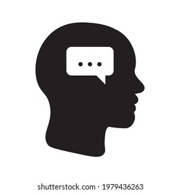 Head think concept icon design. Message talk sign. Creative idea symbol. color editble. eps 10