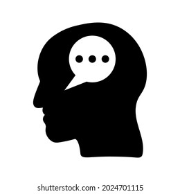 Head think concept icon design. Message talk sign. Creative idea symbol. color editble