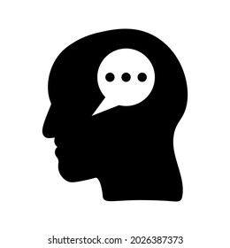 Head think concept icon design. Message talk sign. Creative idea symbol. color editble