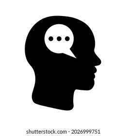 Head think concept icon design. Message talk sign. Creative idea symbol. color editble