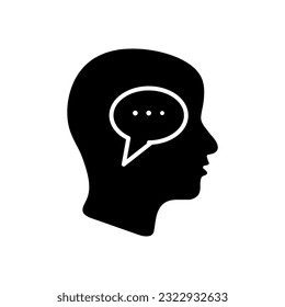 Head think concept icon design. Message talk sign. Creative idea symbol illustration on white background. 