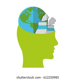 head think green globe nuclear power plant