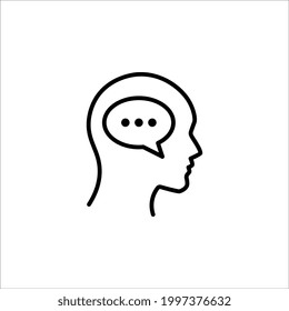head think idea vector thin line icon. Message talk sign. Creative idea symbol. on white background