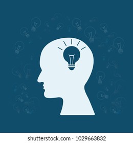 Head think with lighting bulb. Concept business of Big idea and more than idea.