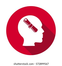 head think silhouette vector man and his mind about diploma flat icon