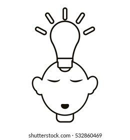 head thinking bulb idea innovation outline