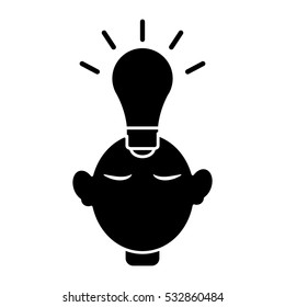 head thinking bulb idea innovation silhouette