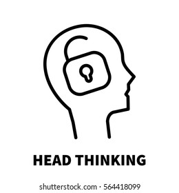 Head thinking icon or logo in modern line style. High quality black outline pictogram for web site design and mobile apps. Vector illustration on a white background.