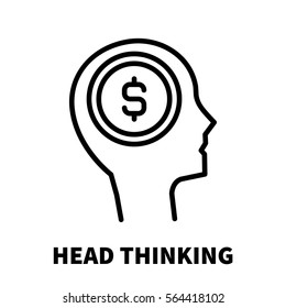 Head thinking icon or logo in modern line style. High quality black outline pictogram for web site design and mobile apps. Vector illustration on a white background.