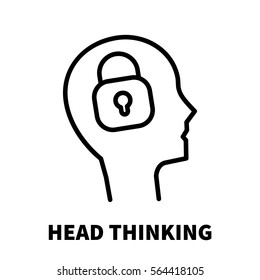 Head thinking icon or logo in modern line style. High quality black outline pictogram for web site design and mobile apps. Vector illustration on a white background.