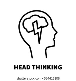 Head thinking icon or logo in modern line style. High quality black outline pictogram for web site design and mobile apps. Vector illustration on a white background.