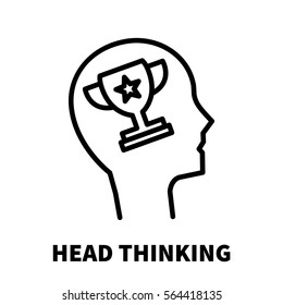 Head thinking icon or logo in modern line style. High quality black outline pictogram for web site design and mobile apps. Vector illustration on a white background.