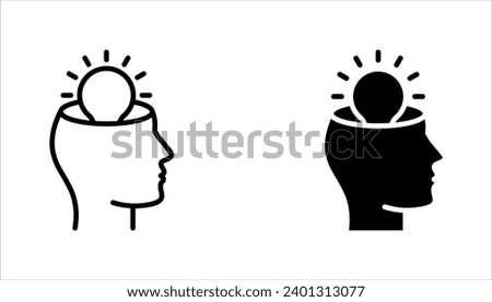 Head thinking with lightbulb. Inspiration creative idea, Solution and innovation, knowledge, vector illustration on white background