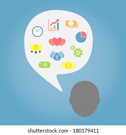 head thinking make money set