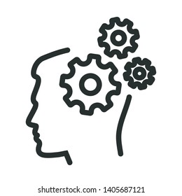 head thinking - minimal line web icon. simple vector illustration. concept for infographic, website or app.