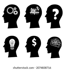 head thought illustration set icon