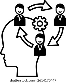 A head with three people on it
