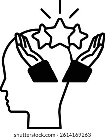 A head with three stars on it