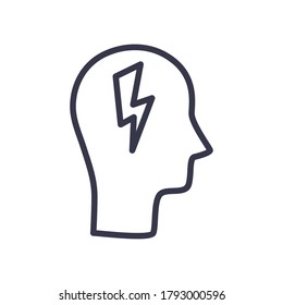 head with thunder line style icon design, Idea creativity genius and imagination theme Vector illustration