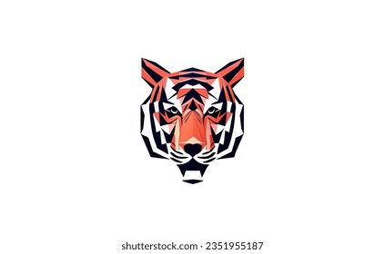 The head of a tiger is a 2D image created from geometric lines.