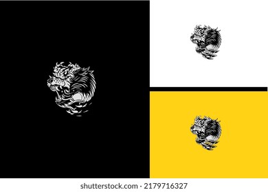 head tiger abstract vector black and white
