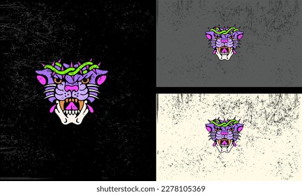 head tiger angry vector illustration tattoo mascot design