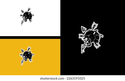 head tiger and arrow vector illustration outline design