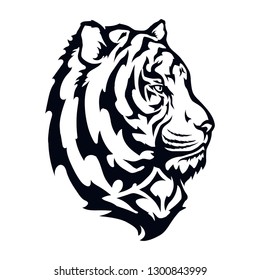 head tiger black vector illustration