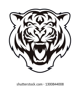 head tiger black vector illustration