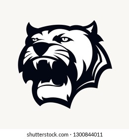 head tiger black vector illustration