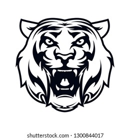head tiger black vector illustration