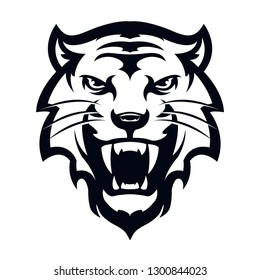 head tiger black vector illustration