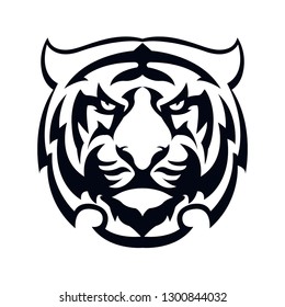 head tiger black vector illustration