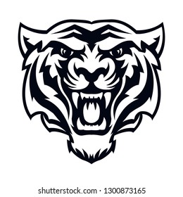 head tiger black vector illustration