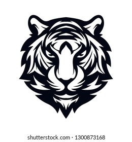 head tiger black vector illustration