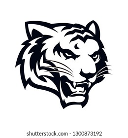 head tiger black vector illustration