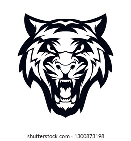 head tiger black vector illustration