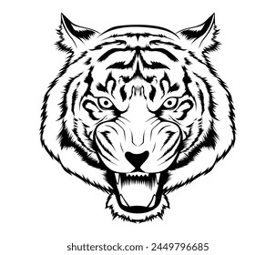 Head Tiger Black And White