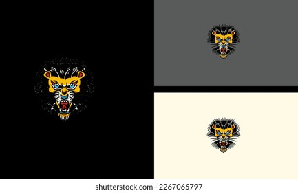head tiger with fangs vector illustration mascot design