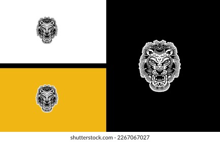 head tiger with fangs vector illustration outline design