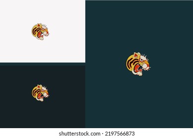 head tiger and flames vector illustration design