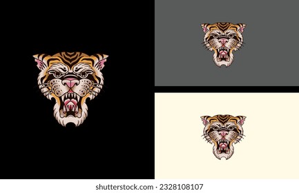 head tiger with flames vector illustration mascot design