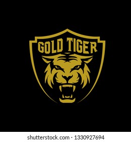 Head tiger with gold shield