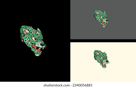 diseño de mascota vectorial verde del tigre de cabeza
