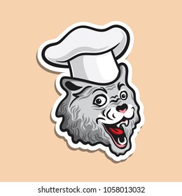head tiger with hat chef character, logo vector 