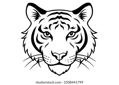 Cabeza de un tigre, ilustración de un tigre