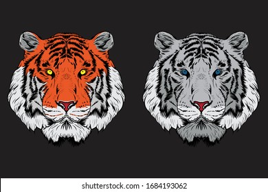 head tiger illustration. vector set