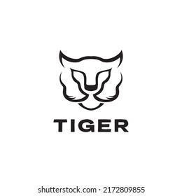 head tiger isolated black logo design vector graphic symbol icon illustration creative idea