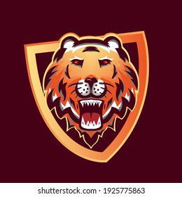 Design-Vorlage für das Logo des Kopftigers. Maskottchen-Logo. Tigergrafik-Vektorgrafik