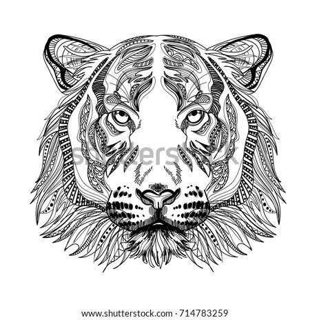 Download Head Tiger Meditation Coloring Mandala Head Stock Vector ...